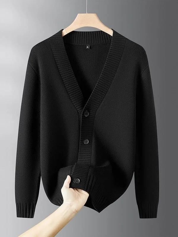 

Мужской вязаный кардиган с V-образным вырезом, универсальный, легкий, осенне-зимний, деловой стиль, очень большой размер, 300 Pou