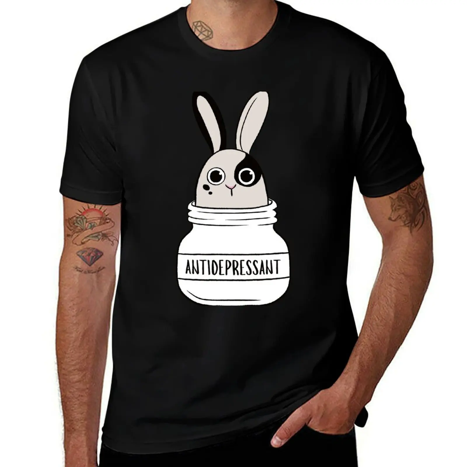 Antidepressant Bunny 1 T-Shirt Functional Casual Short Sleeve Tee T-Shirt