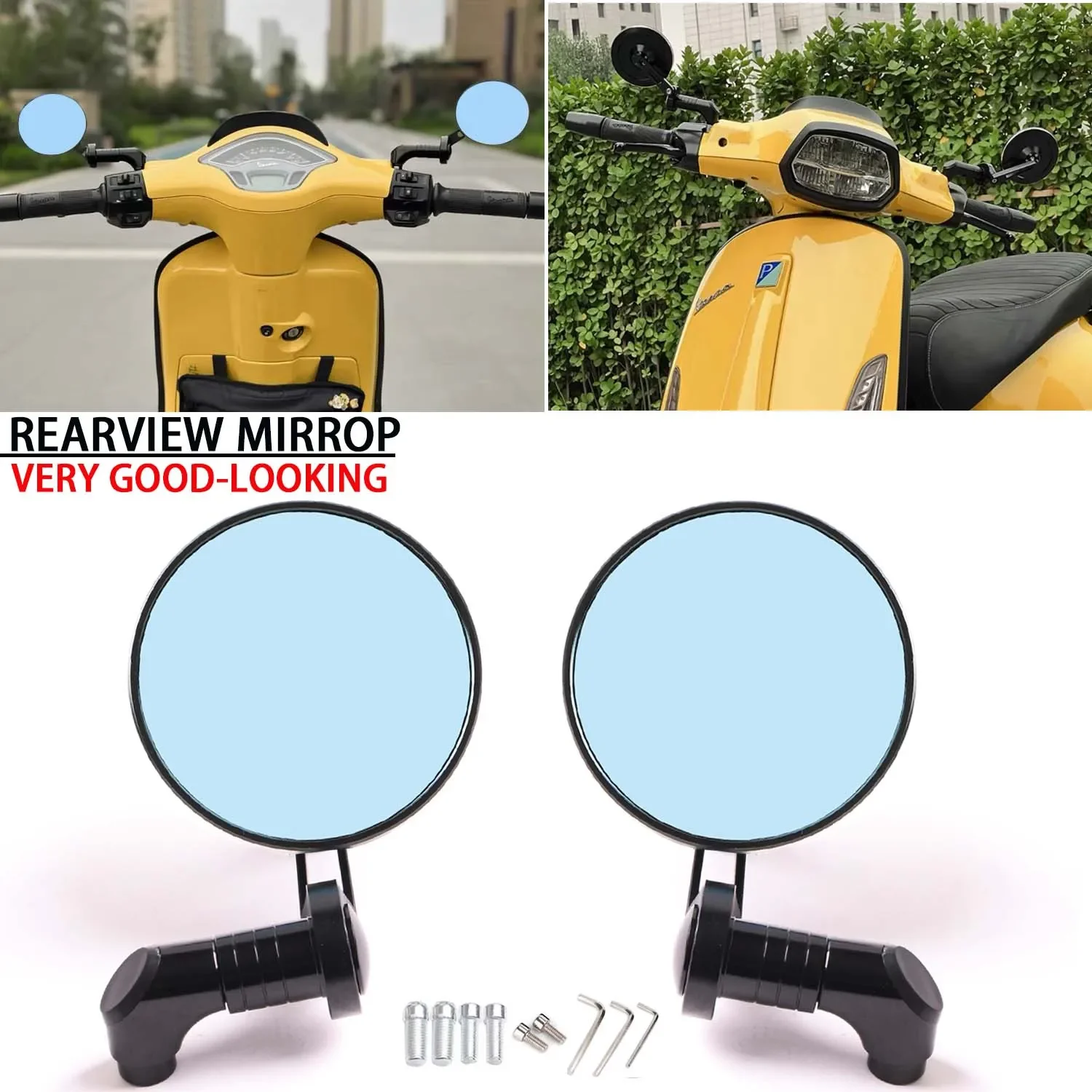 Новое стильное зеркало заднего вида для Vespa LX LXV Sprint GTS GTV 50 150 250 300 300ie, боковое зеркало заднего вида для мотоцикла, круглое, регулируемое