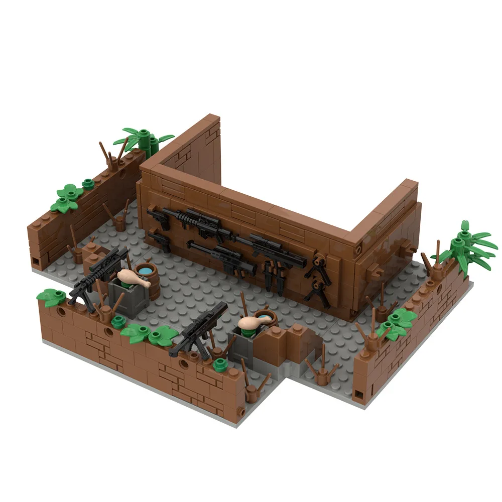 MOC Military Trench Base Bricks Toys Arsenal Fortress House Protective Network Barracks Building Blocks Compatible With LEGO