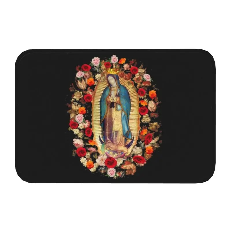 Our Lady Of Guadalupe Mexican Virgin Mary Front Door Mat Anti-Slip Quick Dry Mexico Catholic Saint Doormat Entrance Rug Carpet