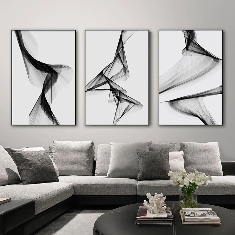 

Black And White Fashion Canvas Painting Print Abstract Line Wall Decorative Nordic Picture for Living Room Home Decor Art Poster