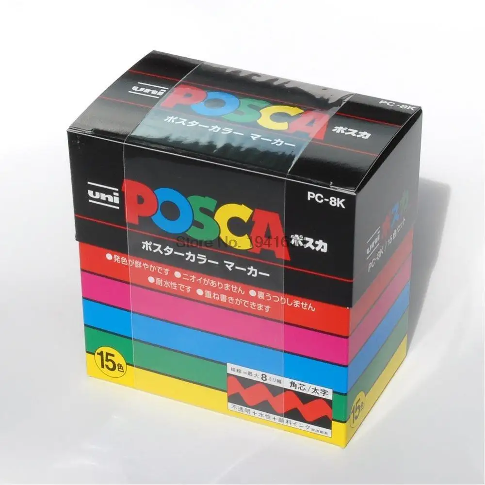 Japonia Uni POSCA PC-8K 15Colo reklama uwaga numer Marker długopis plakat pióro Graffiti POP zestaw długopisów 8.0mm długopis na bazie wody