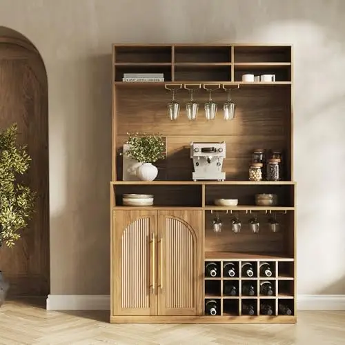 Jagger Bar Cabinet with Wine Rack & 8 Stemware Glass Holders, 72