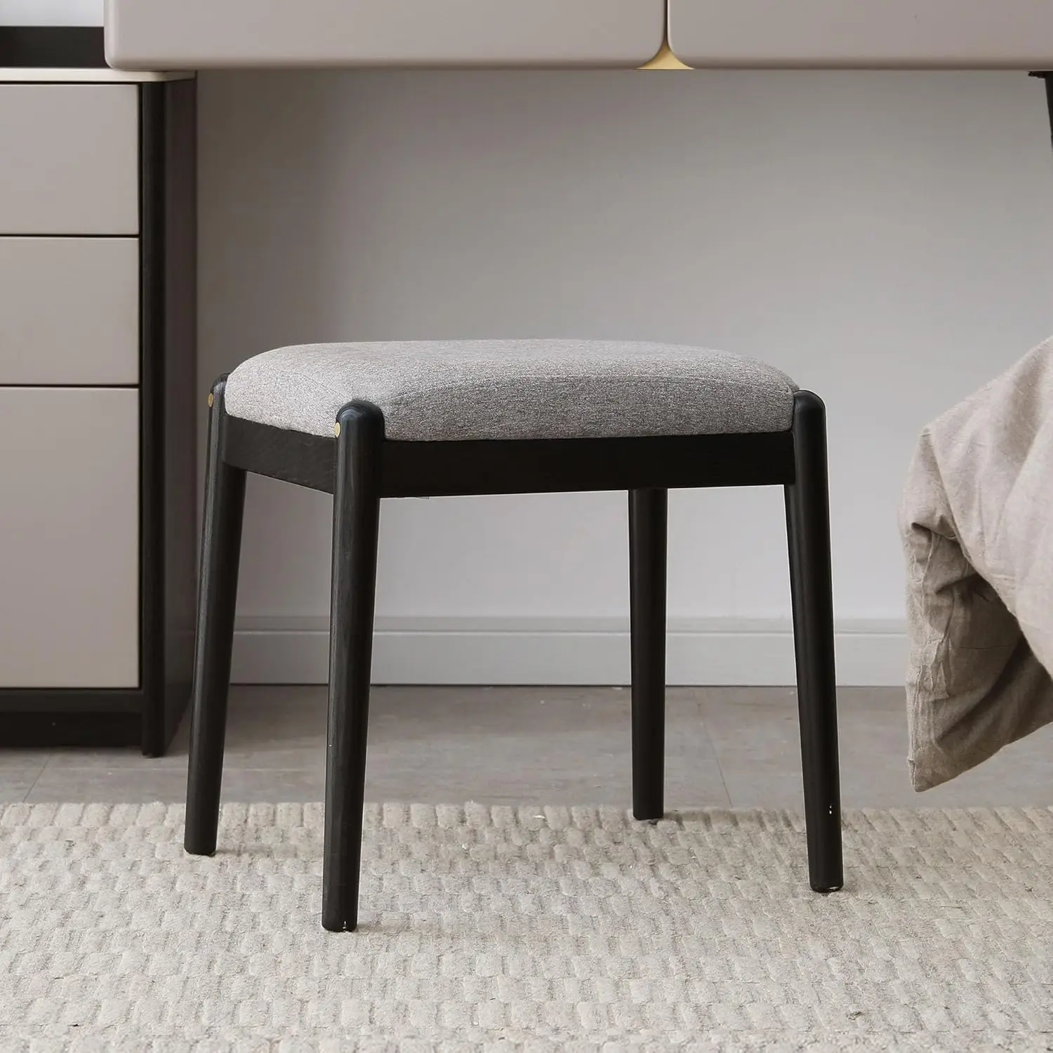 Small Vanity Stool Chair, High-Rebound Sponge Seat, Fully Assembled Makeup Chair, Footstool for Bedroom, Dining Room,