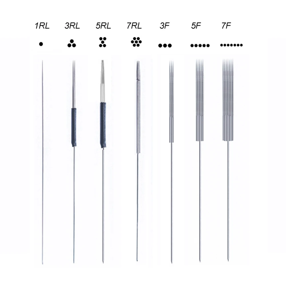 100PCS 1R 3R 5/7R 3/5F 7F Professional Tattoo Needles For Eyebrow Lips Permanent Makeup Machine Disposable Needles