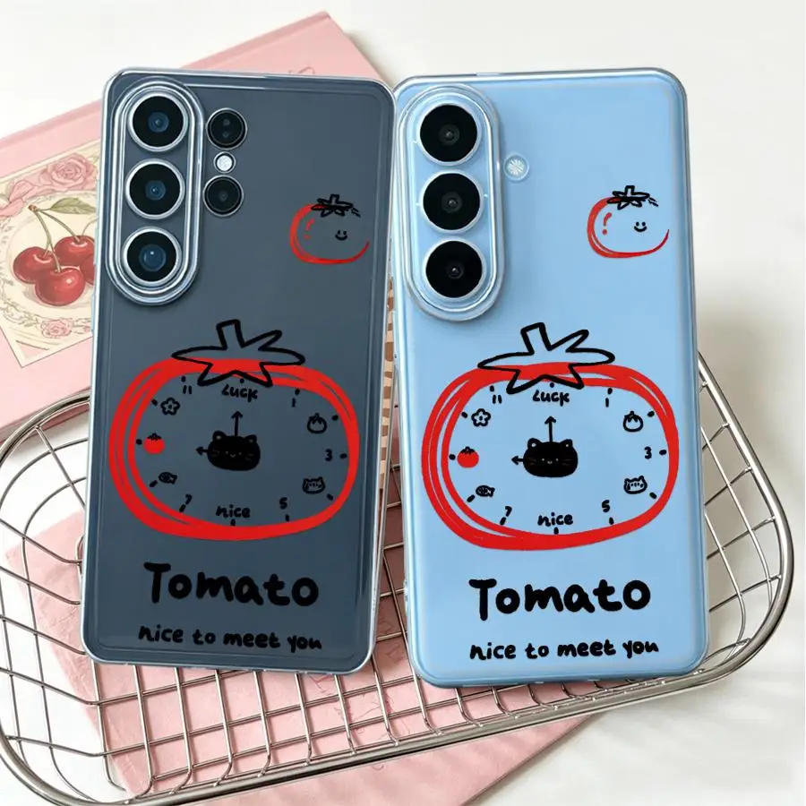 Phone Cover Case for Samsung Galaxy S26 Ultra S23Ultra S24 S22 FE S25 Edge S20 Plus Note 20 Ultra 10 S21 S23 Ultra Doodle Tomato