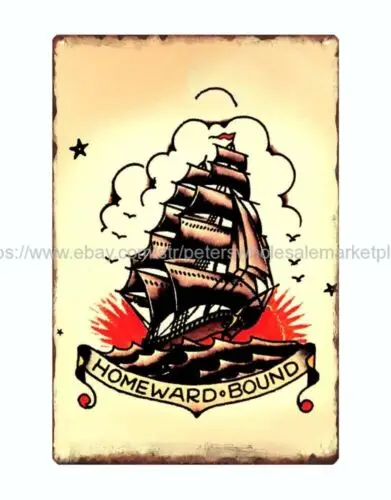 Sailor Jerry homeward bound sailing boat metal tin metal garage signs tin sign