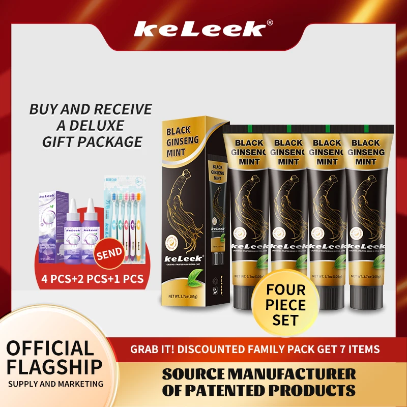 7pcs Black ginseng mint toothpaste gargle Whitening Bad breath clean teeth repair fluoride-free Cleaning gum care family keleek