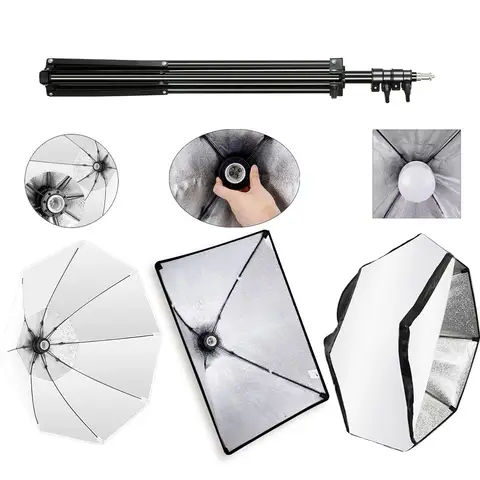 SH Softbox Lighting Kit With 2M Tripod 50x70 or 70 Softbox for Camera Shooting Video Recording Studio Lights, Portrait