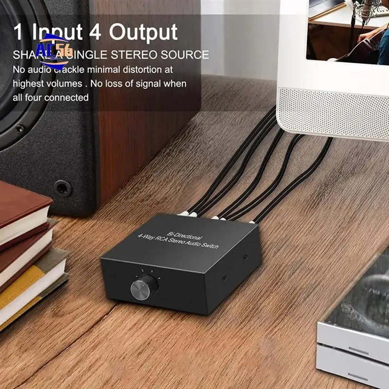 

AC56-4-позиционный двунаправленный для стерео аудиопереключателя RCA 1 в 4 выхода или 4 в 1 выходной разъем L/R звуковой канал для аудиопереключателя RCA