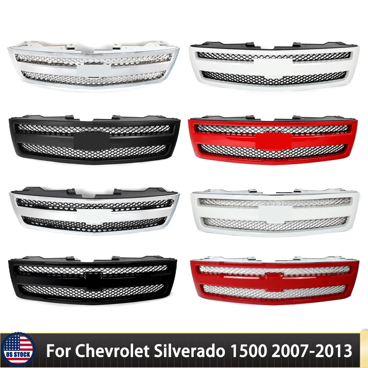 

Front Bumper Grille Mesh for Chevy Silverado 2500HD 3500HD LT LTZ WT with Hood Molding Trim Center Grille 2007 2008 2009 2010