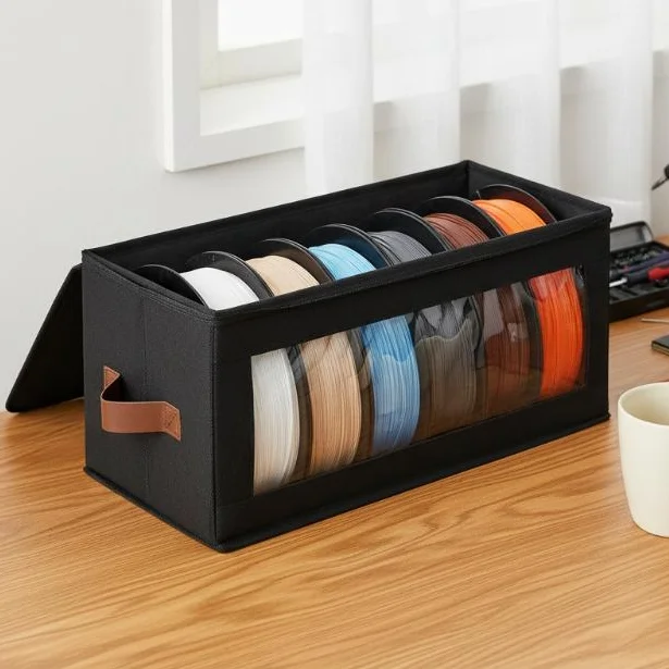 Filament Storage Box for 3D Printing Dustproof and Stackable Design 1kg Spool Organizer for Office Makerspace Use