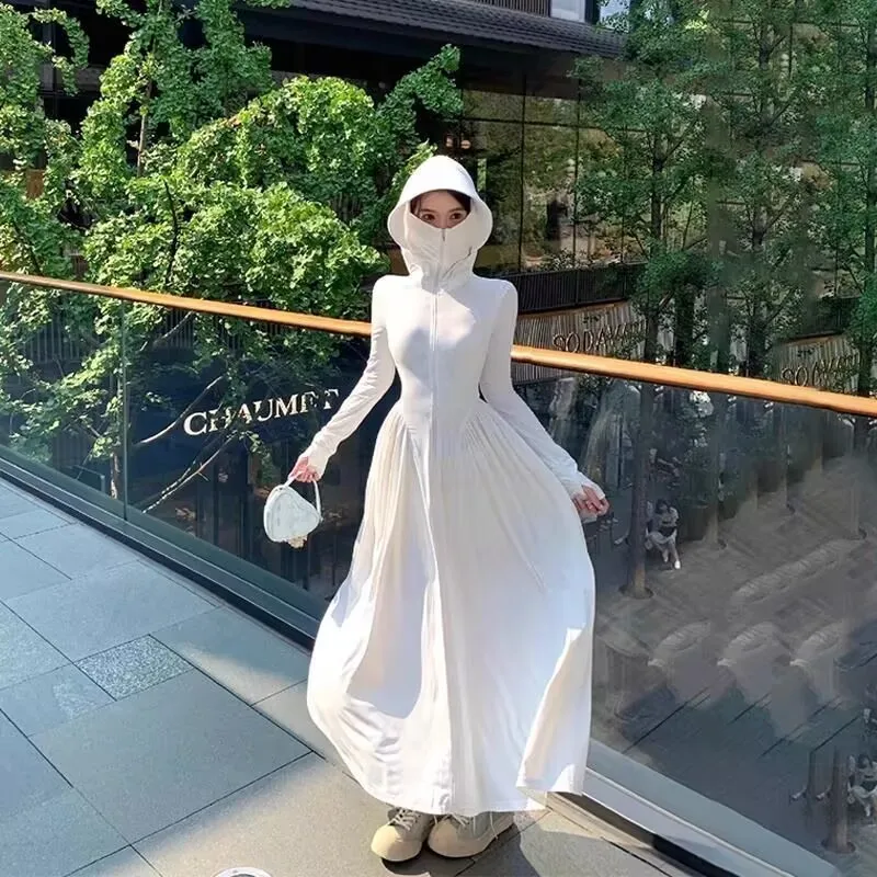 

Women Ice Silk Sun Protection Clothing Summer Long Breathable Sunscreen Hoodie Shirts Thin UV Protection Full Body Jacket