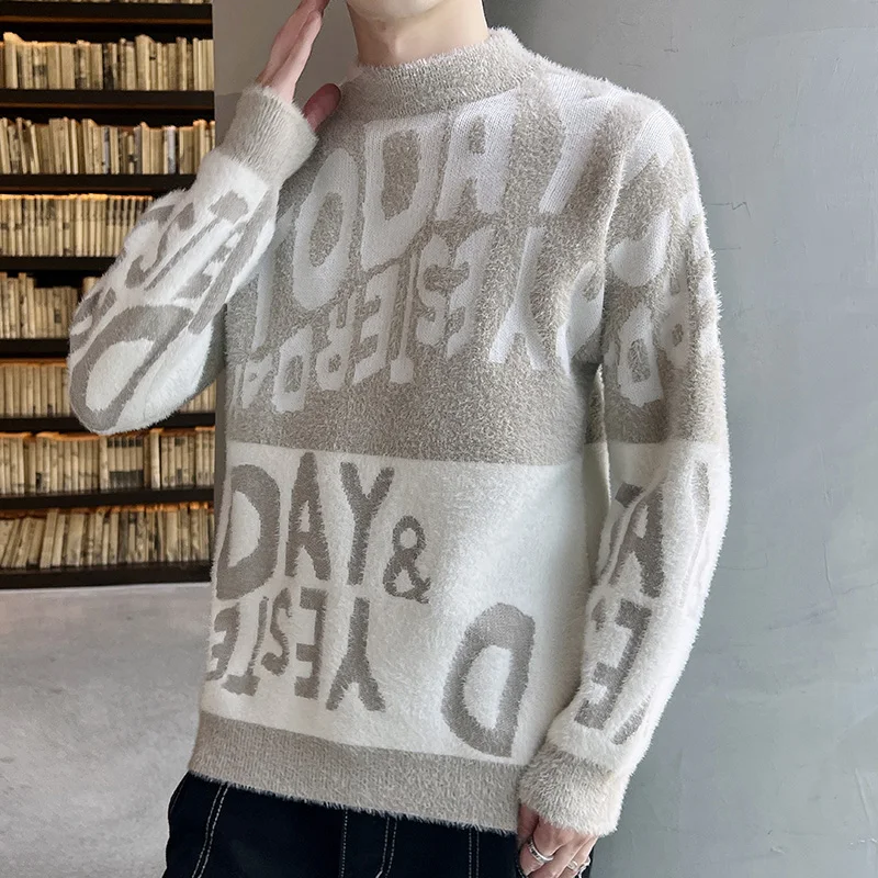 

Men Hip Hop Knitted Jumper Sweaters Graffiti Print Streetwear Harajuku Autumn Korean Loose Slim Fit Casual Couple Pullovers