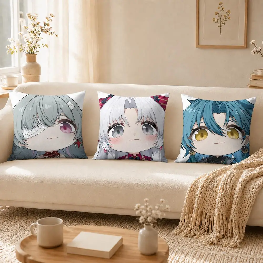 Yuno Youhu Wuthering Waves Cushion Cover Soft Short Plush Pillow Cases Hidden Zipper Cutecore Sofa Bedroom Home Decor Gift