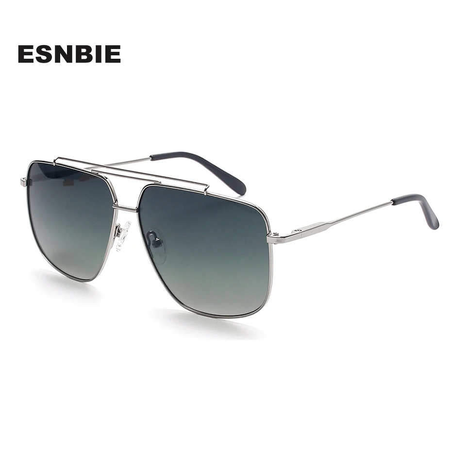 Trendy Men Square Polarized Sunglasses Women Double Beam Metal Frame UV400 Shades For Driving Fishing Travel Eyewear oculos