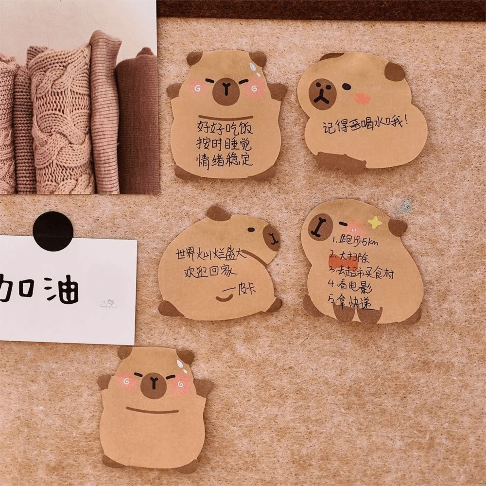 

4 Pcs/Bag Kawaii Capybara Memo Pad Durable Creative N Times Sticky Notes Self-adhesive Portable Message Paper