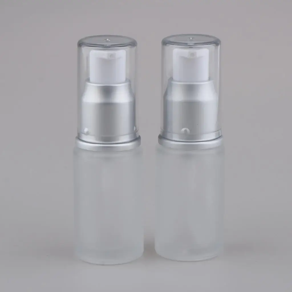 2Pcs 20ml Refillable Frosted Glass Cosmetic Bottles Portable Clear Toiletries