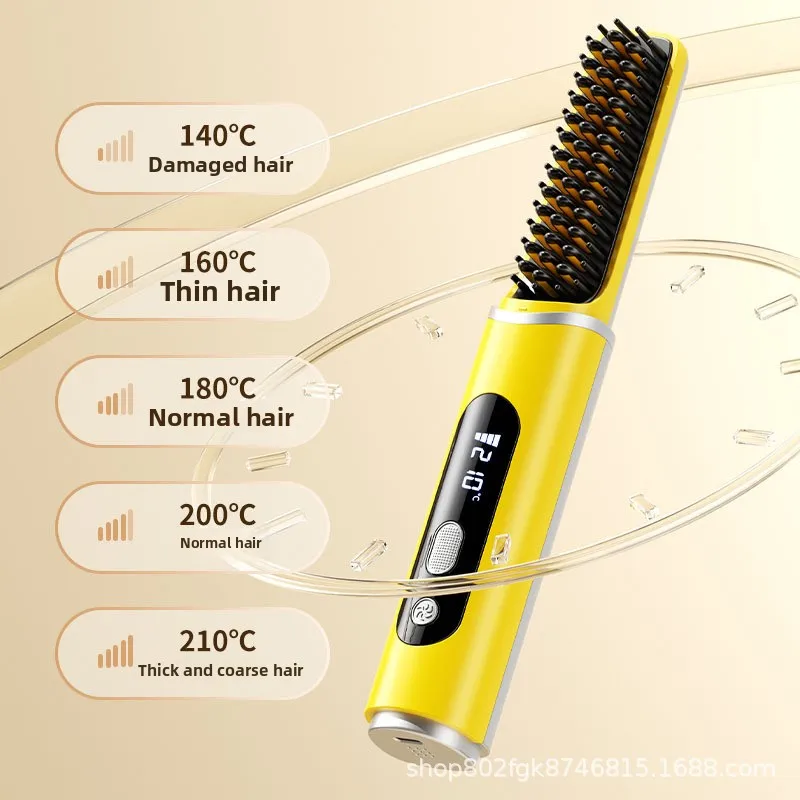 

Беспроводной мини-выпрямитель для волос с функцией зарядки, компактный портативный выпрямитель для волос с отрицательными ионами, не повреждающий волосы, расческа с холодным обдувом