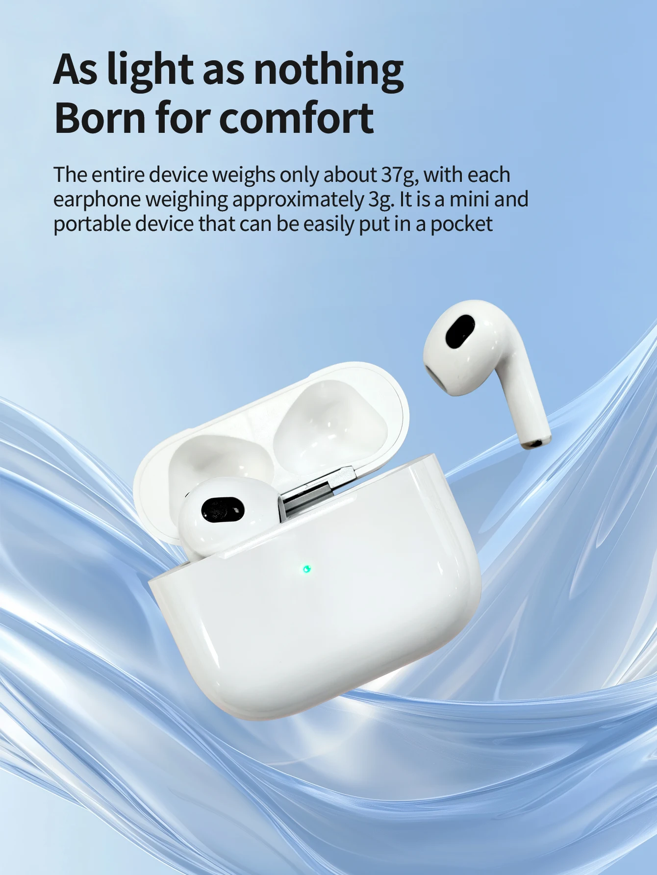 سماعة رأس بلوتوث من Airs Pod، سماعة رأس لاسلكية، سماعة بلوتوث، بطارية طويلة، تحكم باللمس، شحن لاسلكي لجميع الهواتف الذكية #3