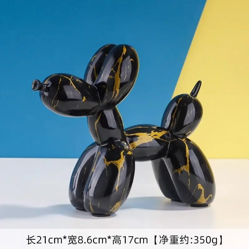 Funky Painted Graffiti Balloon Dog Figurine Whimsical Water Transfer Craft Home Decor for Living Room Desktop Bookshelf