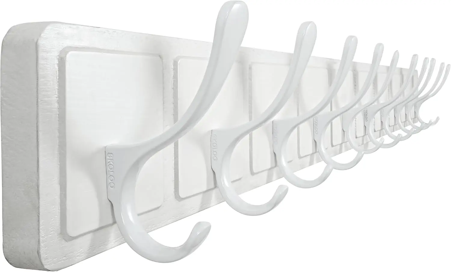 

Настенный деревянный вешалка-крючок в скандинавском стиле с 10 крючками, белый