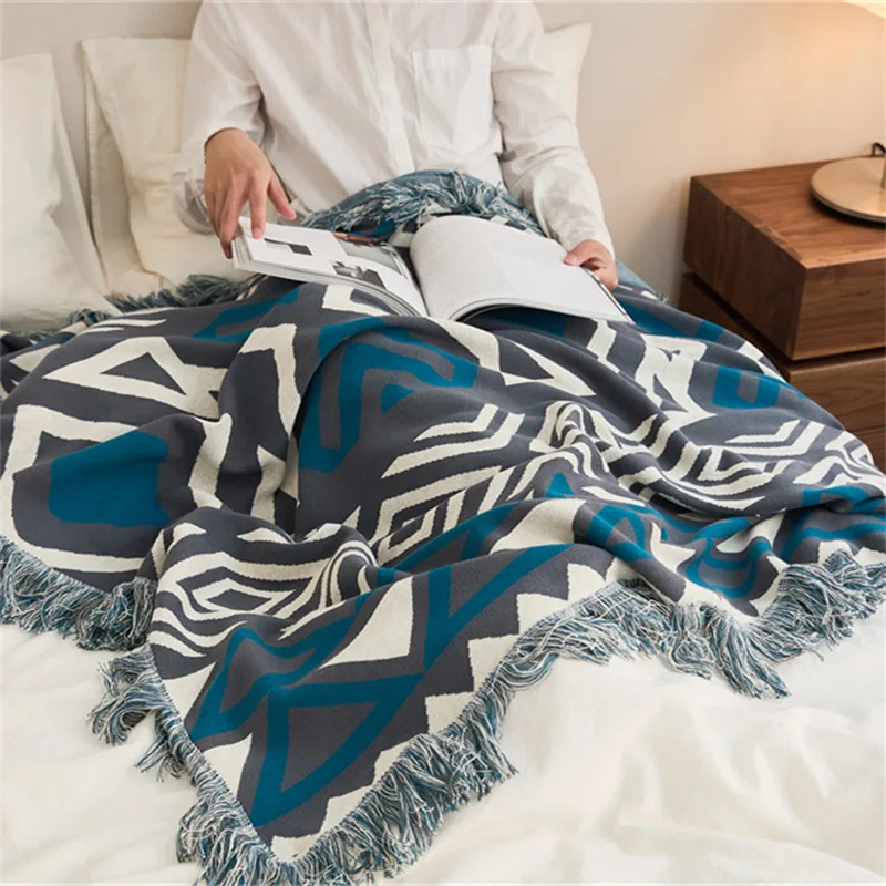 

Fringed Indian Blanket Office Air Conditioning Nap Blanket Hotel Decoration Homestay Blanket Bedside Warm Gift Blanket