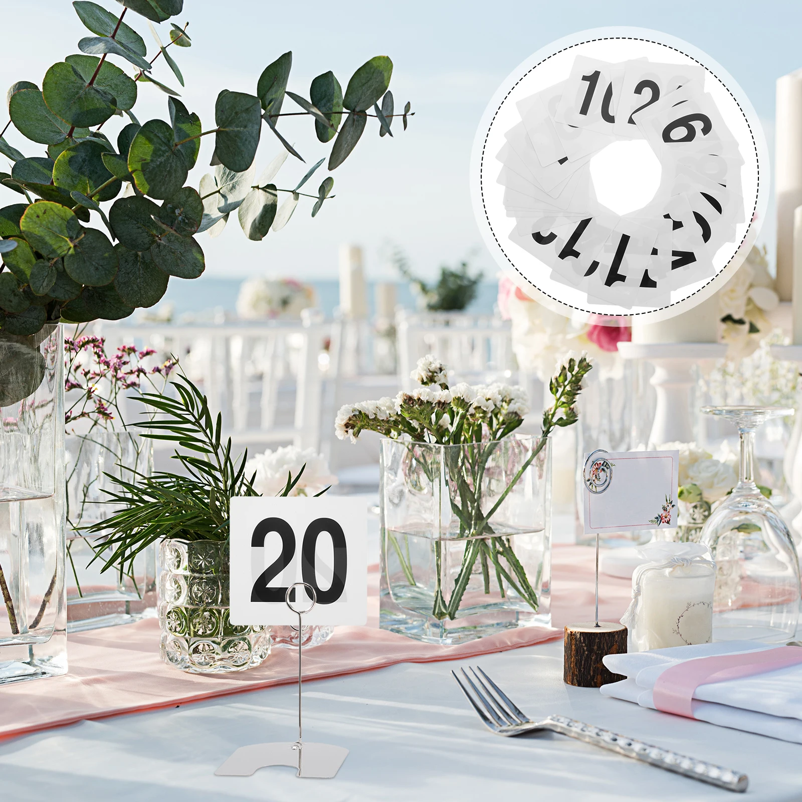 

25 Pcs Wedding Number Plate Place Cards Name White Pvc Numbers for Restaurant Tables