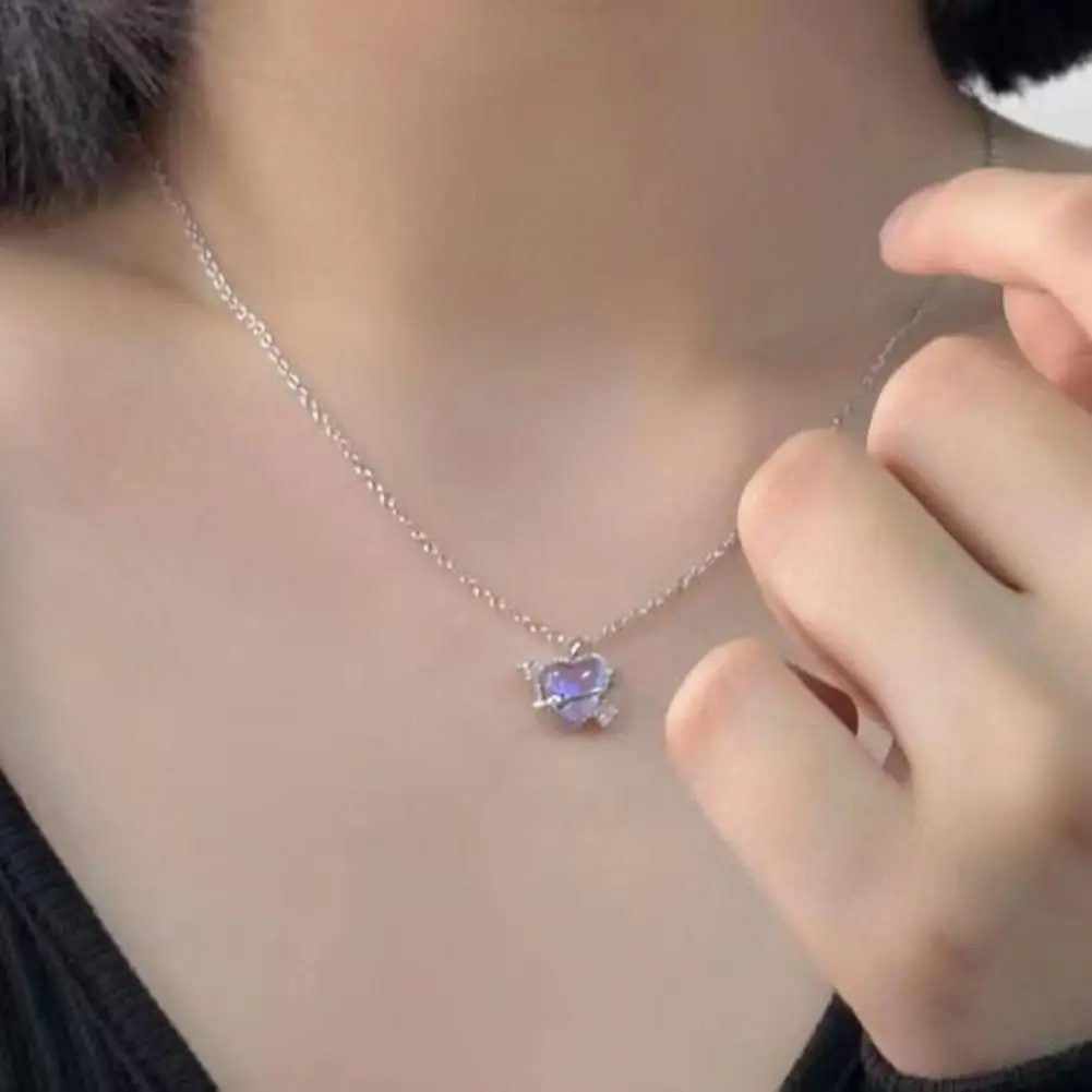 Women Clavicle Chain Necklace Deamy Star Moon Pendant Adjustable with Extended Length Lady Necklace Wedding Travel Neck Jewelry