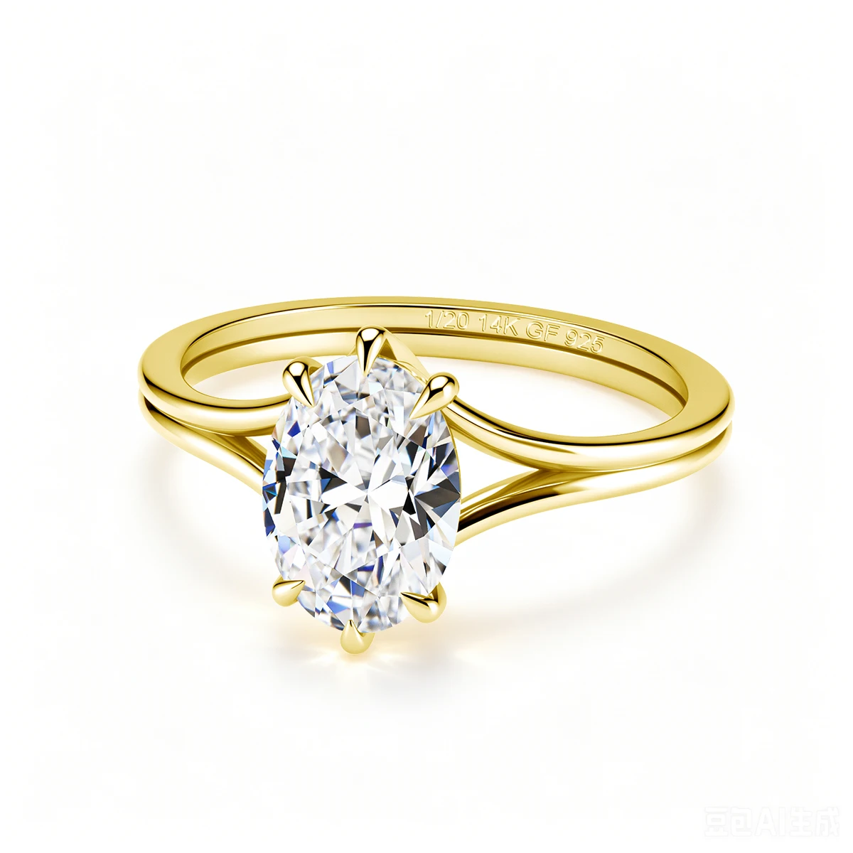 Szjinao 14K Gold Filled 4.5CT Oval Moissanite Ring 1/20 14K GF 925 Durable Solitaire Diamond Ring for Women Engagement Jewelry