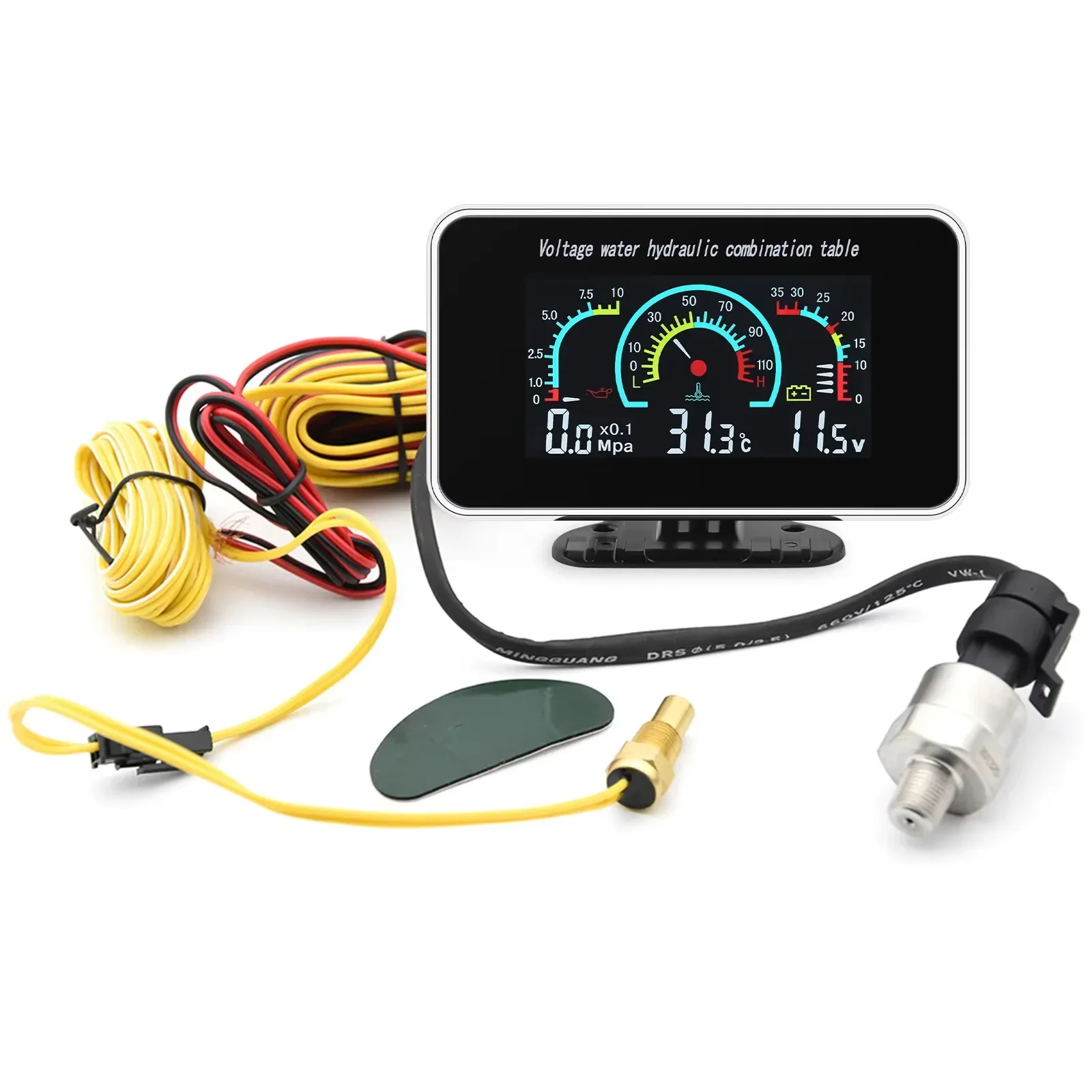 

3 in 1 Car 12V/24V LCD Digital Truck Car Oil Pressure Voltage Water Temperature Combination Table With 1/8 NPT Sensors Universal