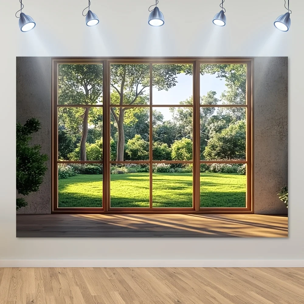 1-Fensteransicht, Hintergrunddekoration aus Stoff, perfekte Dekoration für Schlafzimmer, Wohnzimmer, Esszimmer und Gartenpartys