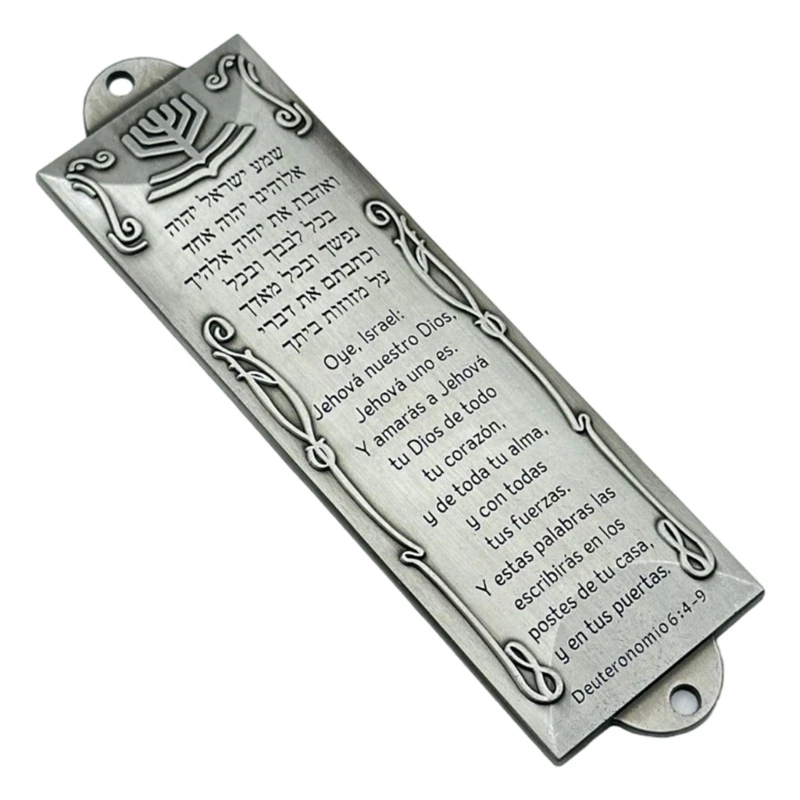 Elegant Metal Spanish Scripture Door Ornament Antique Mezuzah Case Vintage Plaques Jewish Blessing Gift for Home Decors