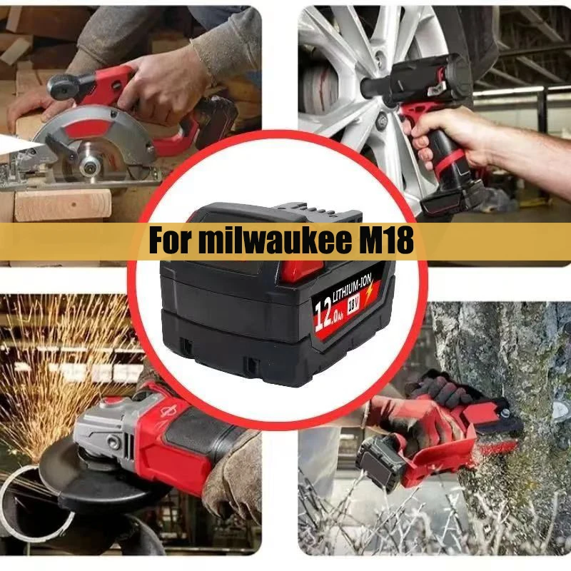6.0Ah/9.0Ah/12.0Ah For Milwaukee M18 18V Replacement For Milwaukee M18B5 XC Li-ion battery 48-11-1815 2604-20 48-11-1850 charger 6