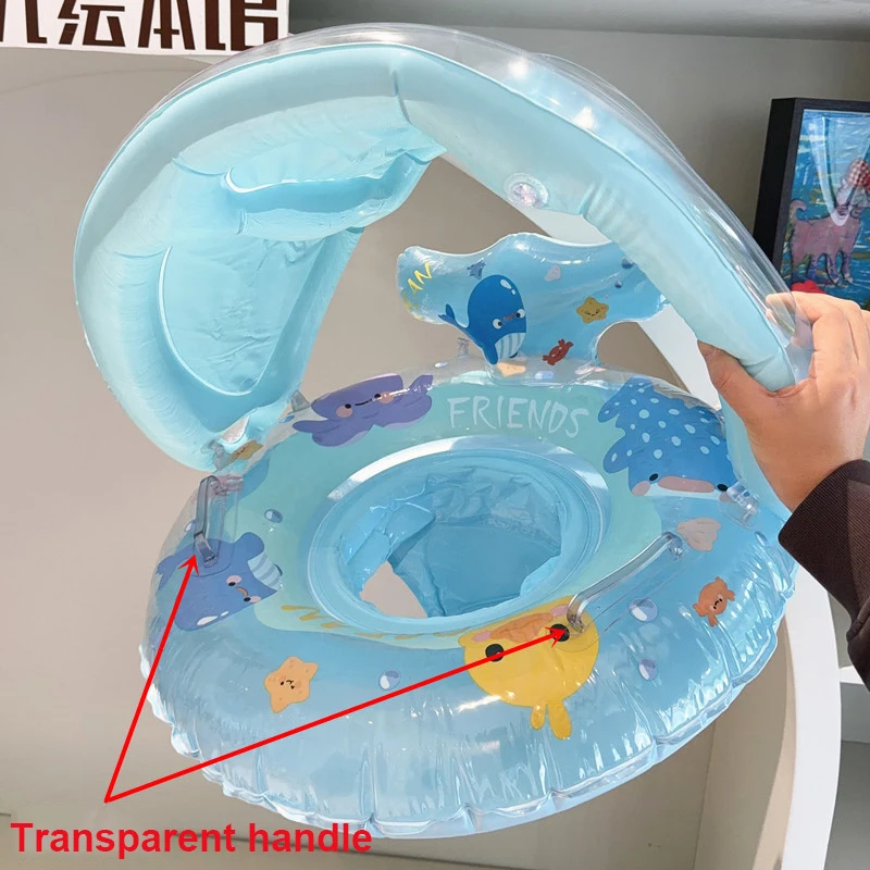 1Pcs Inflatable ﻿Pool Float Swim Tube Detachable Sunshade Swimming Ring Summer Beach Water Swim Floating Toys ﻿ view 5
