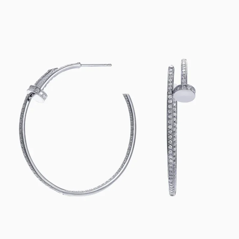 2025 New Moissanite Earrings 18K White Gold Plated Real 925 Sterling Silver Hoop Earrings for Women D Color VVS1 Fine Jewelry