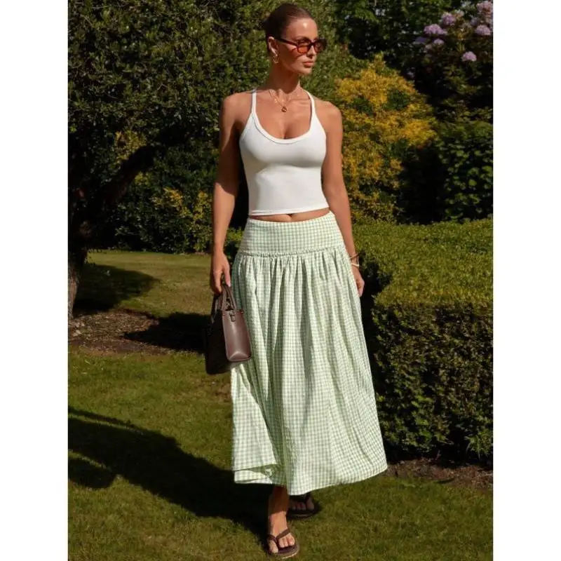 

New A-Line Skirt Wide Waist Print Country Sle Cross-Border Long Skirt Vintage Ciwalk Nine-Piece Pants Polyester Fiber