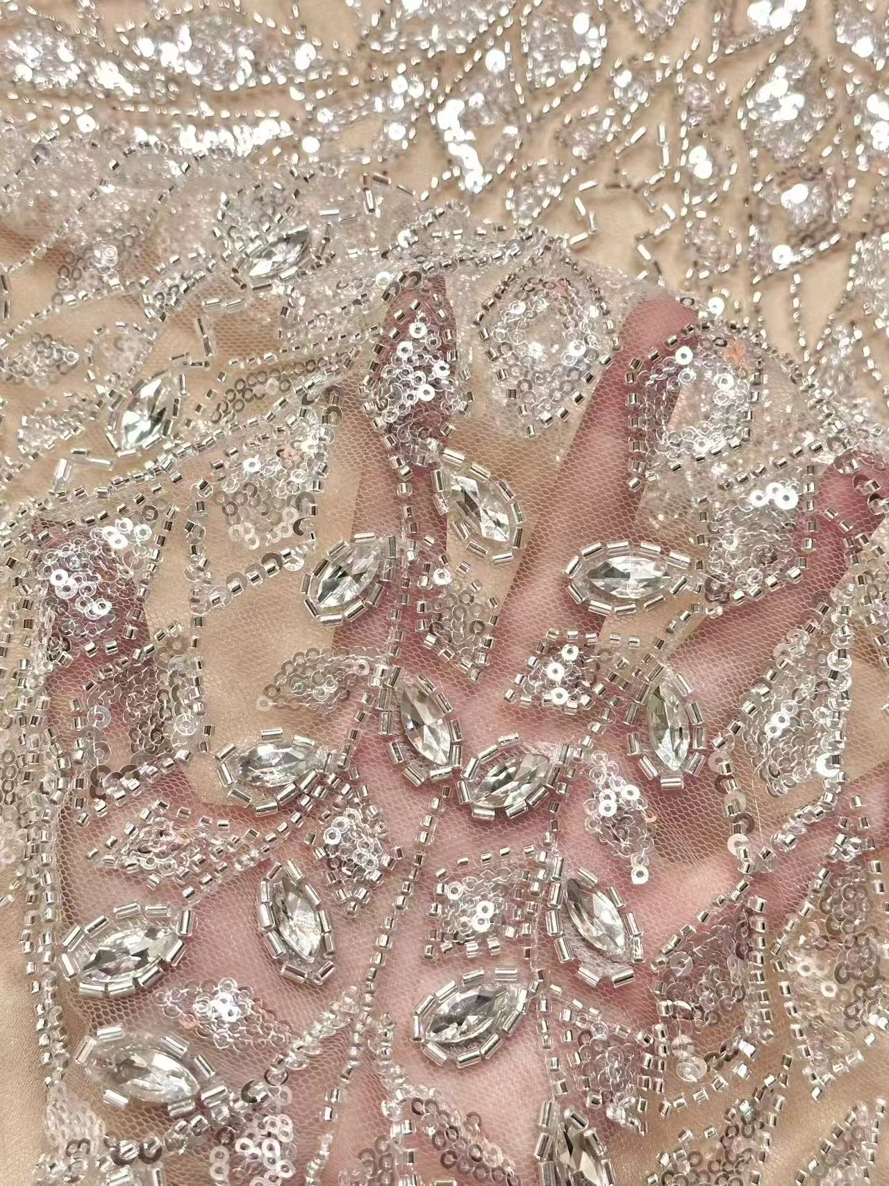 قماش دانتيل حجر مطرز يدويًا فاخر أفريقي عالي الجودة قماش دانتيل تول ترتر نيجيري ثوب زفاف وفستان سهرة 1959