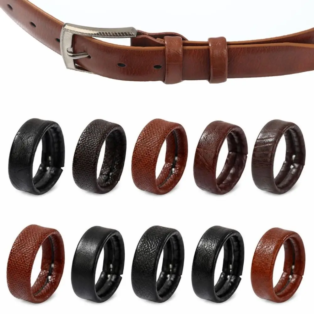 5pcs PU Leather Belt Loop Keeper Anti-Slip Durable Belt Tail Fixing Ring Multi-Style Faux Leather Belt Keeper Replacement