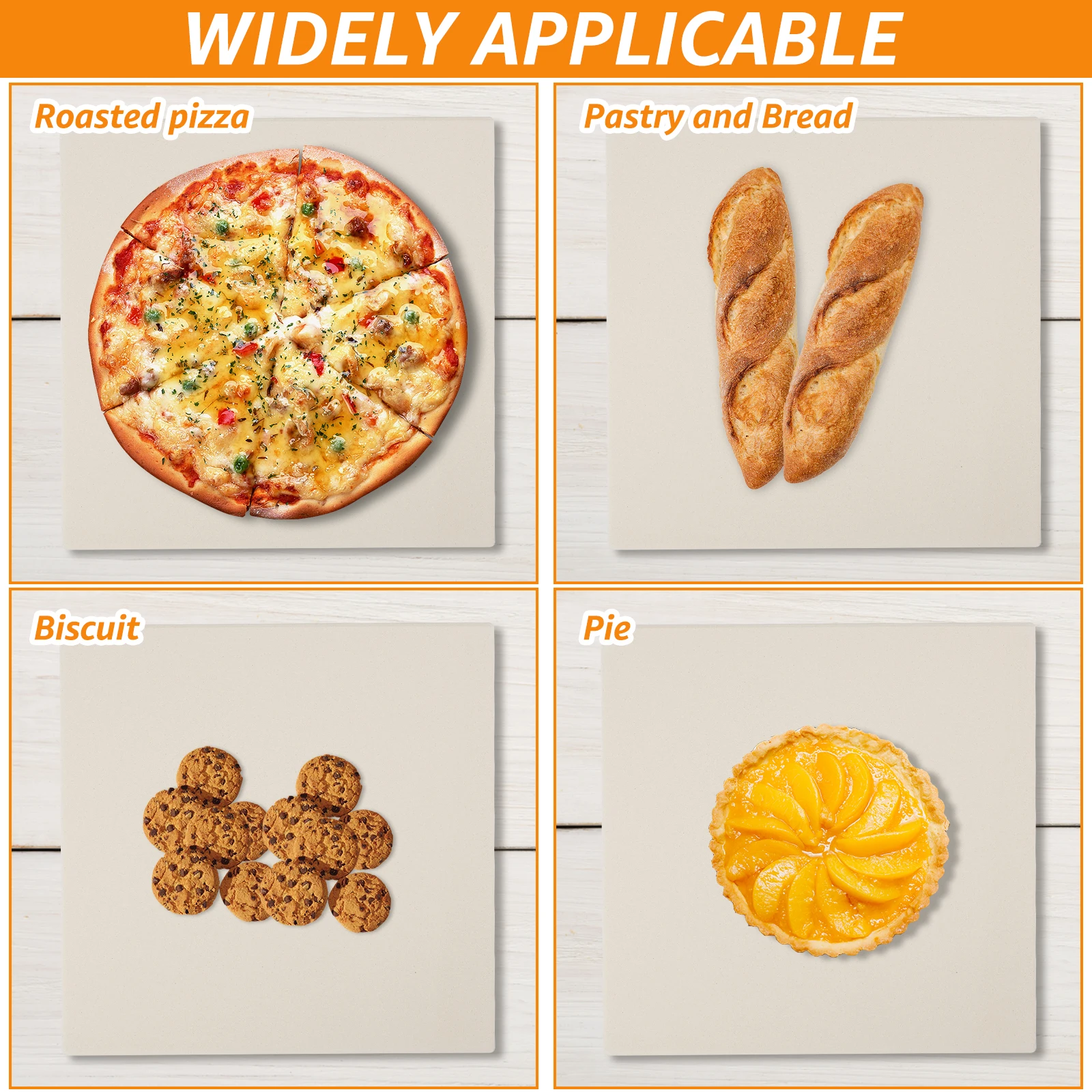 حجر البيتزا المربع 12 بوصة مقاوم للحرارة كورديريت بيتزا الخبز حجر الخبز عموم للفرن شواء الشواء الكوكيز الفطائر المعجنات الخبز #4