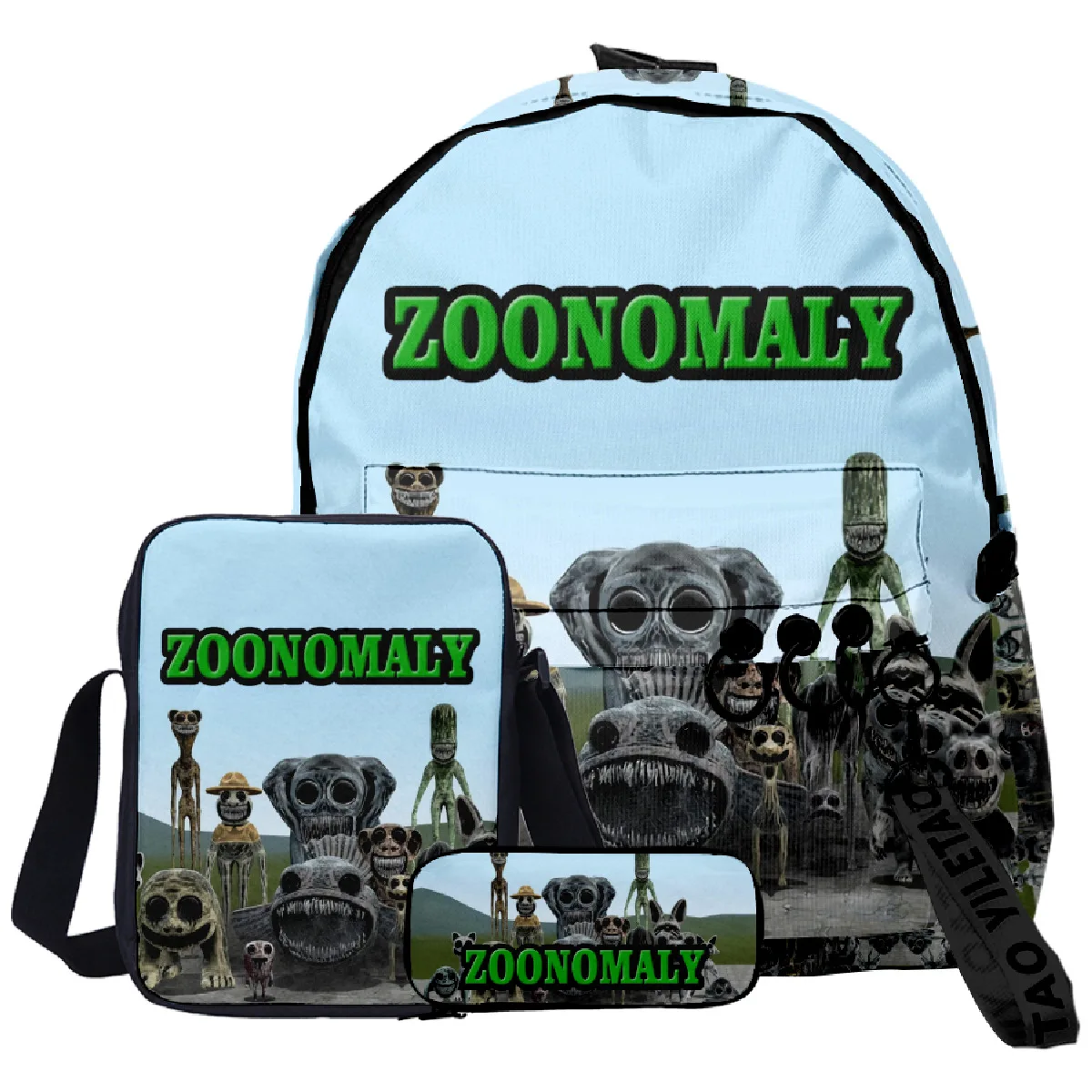 Hip Hop Popular Funny Zoonomaly 3D Print 3pcs/Set pupil School Bags Laptop Daypack Backpack Inclined shoulder bag Pencil Case