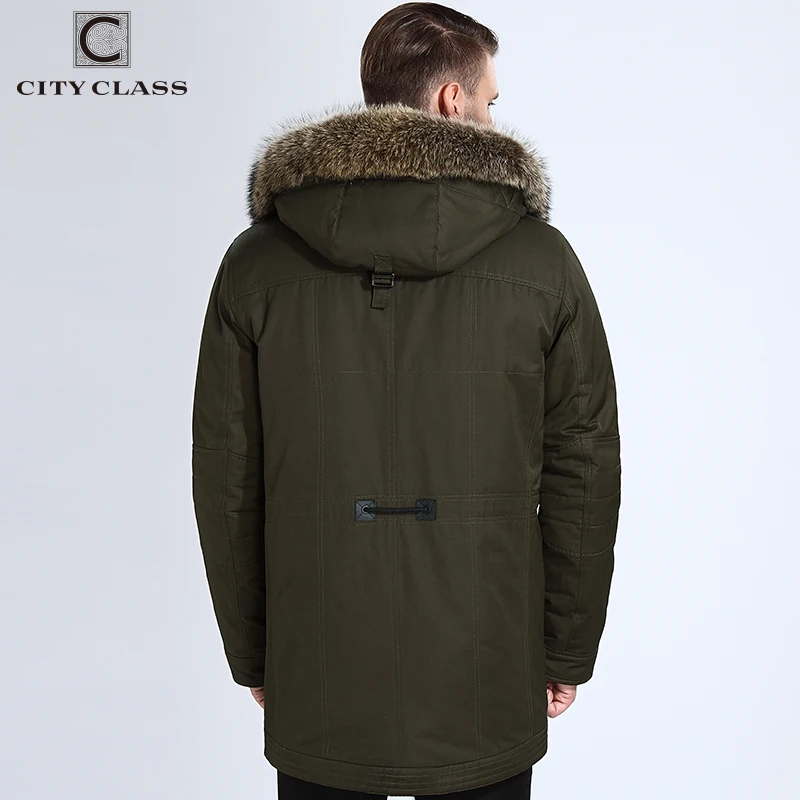 CITY CLASS Brand Winter Men Parka Coats Super Warm Raccoon Fur Hood Removable Camel Hair Filling High Quality Casual Outwear 839