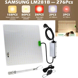 Full Spectrum LED Grow Light, Hidroponia Lâmpada de Crescimento Vegetal, Quantum Board, Chips LM281B, 60W, 120W