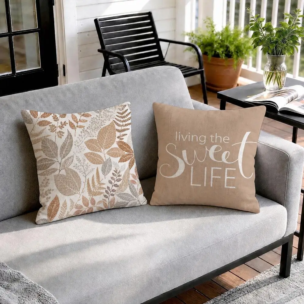 Wabi-sabi Bohemian Cushion Cover Natural Linen Organic Fabric Double-Sided Printing Sofa Home Decor Gift Pillow Cover