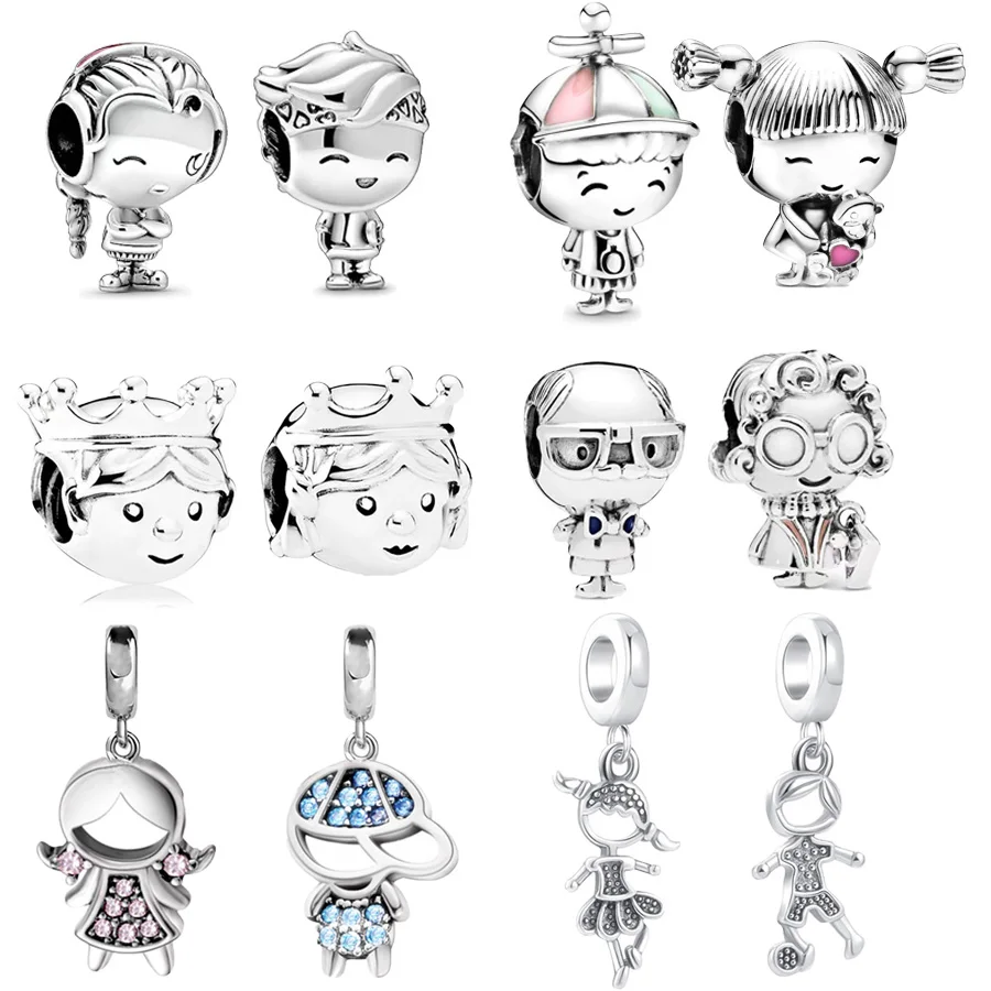 Little Girl Little Boy & Princess Prince Dangle Charms Beads Fit Original Pandora 925 Sterling Silver Bracelet DIY Jewelry Gift