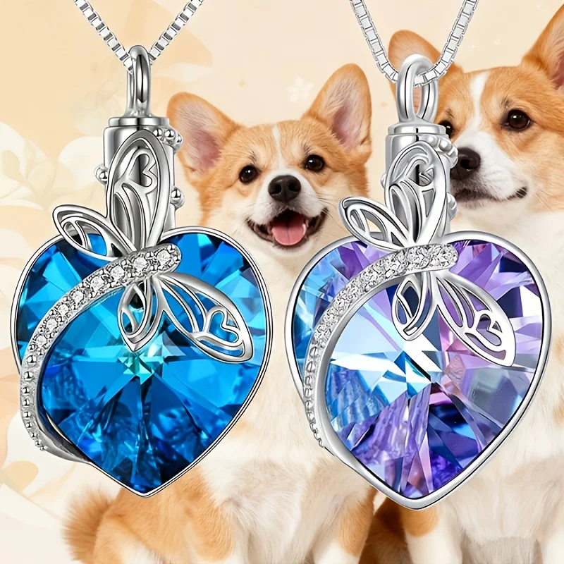 اليعسوب قلادة قلادة جرة القلائد لرماد القلب مجوهرات جنائزية تذكارية مجوهرات عيد الميلاد عيد الميلاد المجوهرات #1