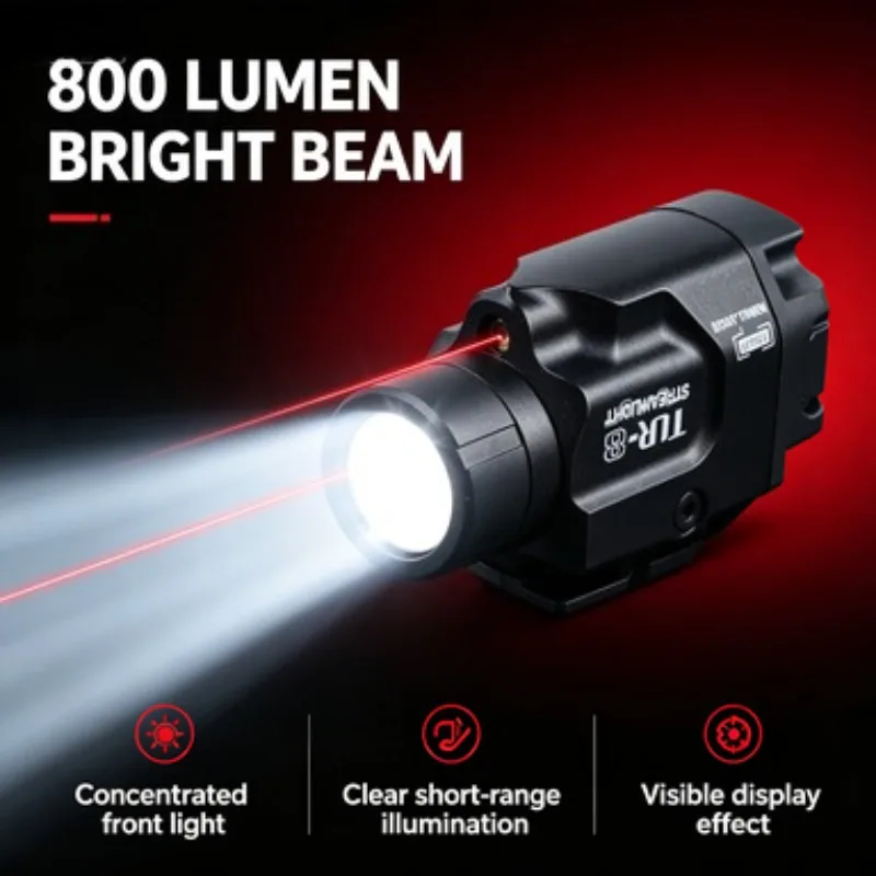 Under Mount Model Decor Accessory Full Metal 800 Lumen Flashlight Built-in Recharge USB Battery