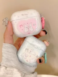 Pink rabbit shell bow cartoon bunny sheep imd earphone case for apple airpods 3 2nd 1 pro 2 wireless bluetooth charging box