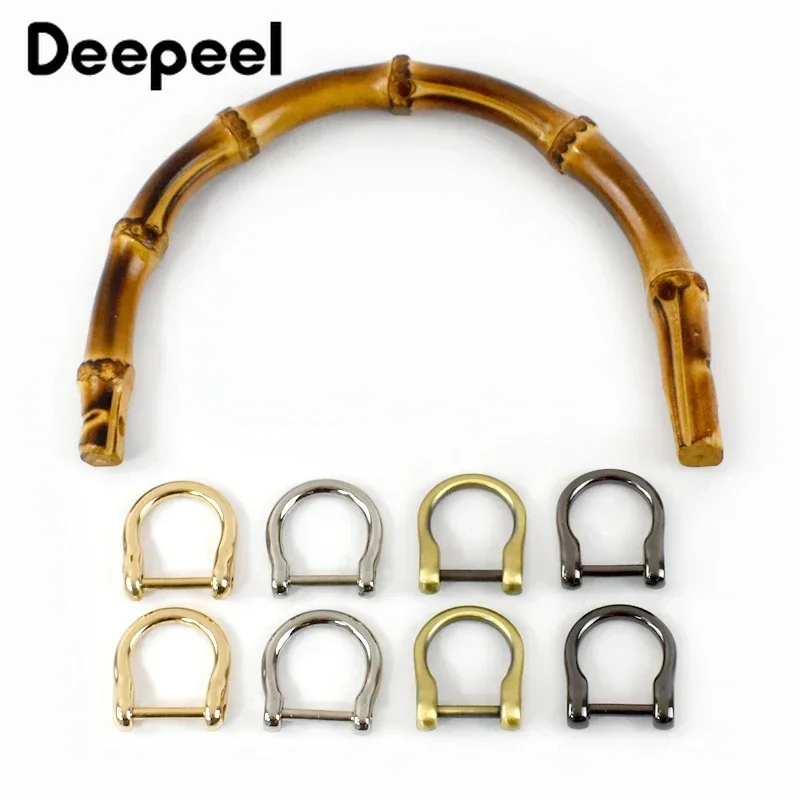 1Pc Deepeel Woven Bag Handles Natural Bamboo Handle Purse Frame Handbag Sewing Brackets Wooden Closure DIY Bags Accessories